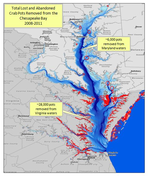 Derelict crab pot removal map