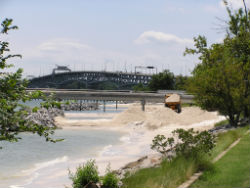 Marsh sill during storm