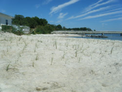 Marsh sill during storm